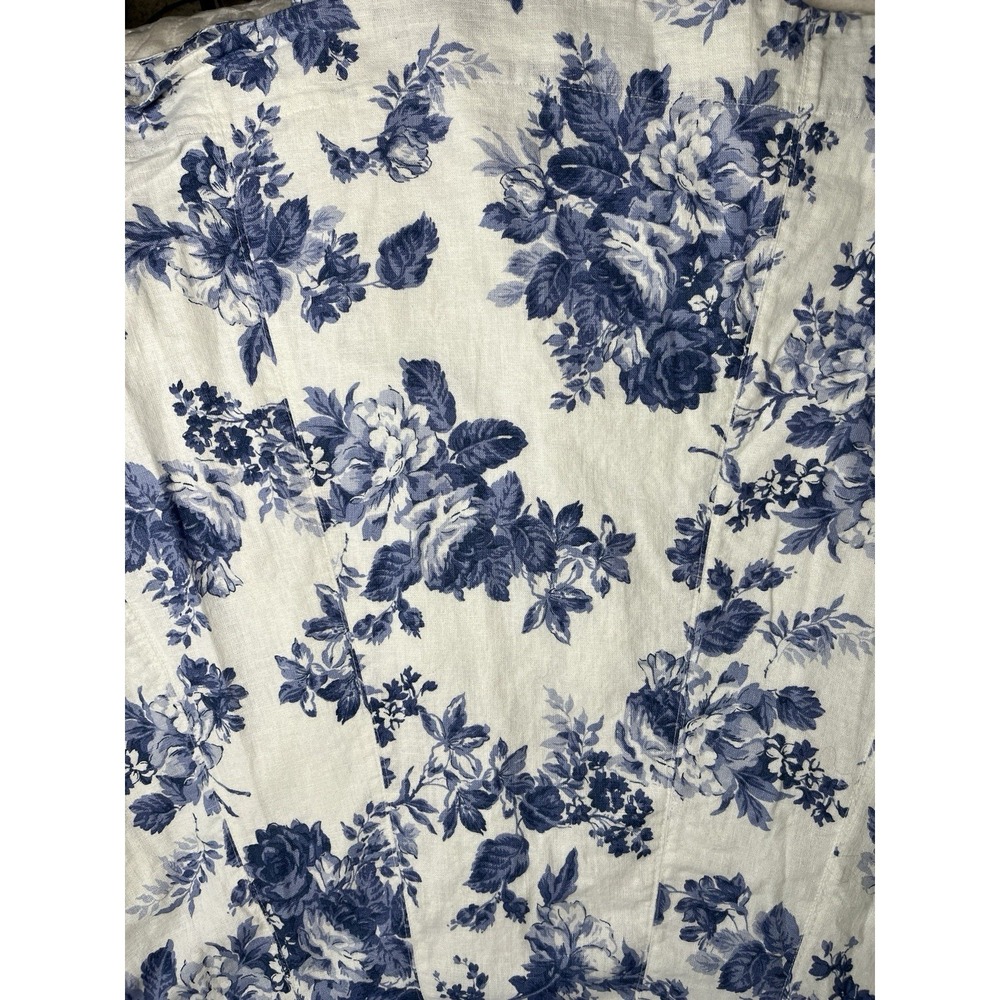 Abercrombie & Fitch Emerson Blue Floral Linen Blend Midi Dress XS Fit & Flare - Picture 10 of 13
